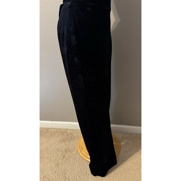 Talbots Dress Pants 10P Black Velvet Flat Front Side Zip Classic Wide Leg $139 - Picture 6 of 10